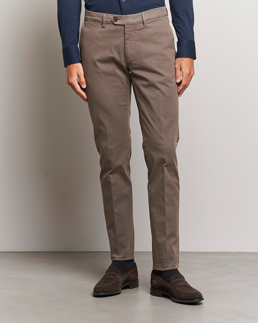 Herr | Byxor | Canali | Slim Fit Stretch Chinos Brown