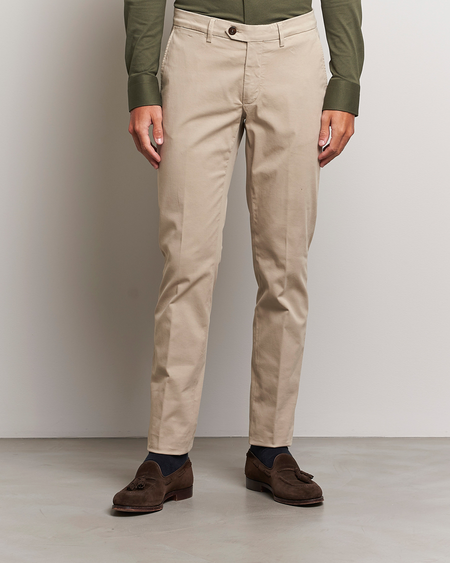 Herr | Byxor | Canali | Regular Fit Stretch Chinos Beige