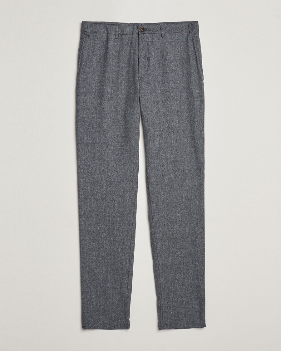 Herr | Byxor | Canali | Slim Fit Washable Flannel Trousers Grey Melange
