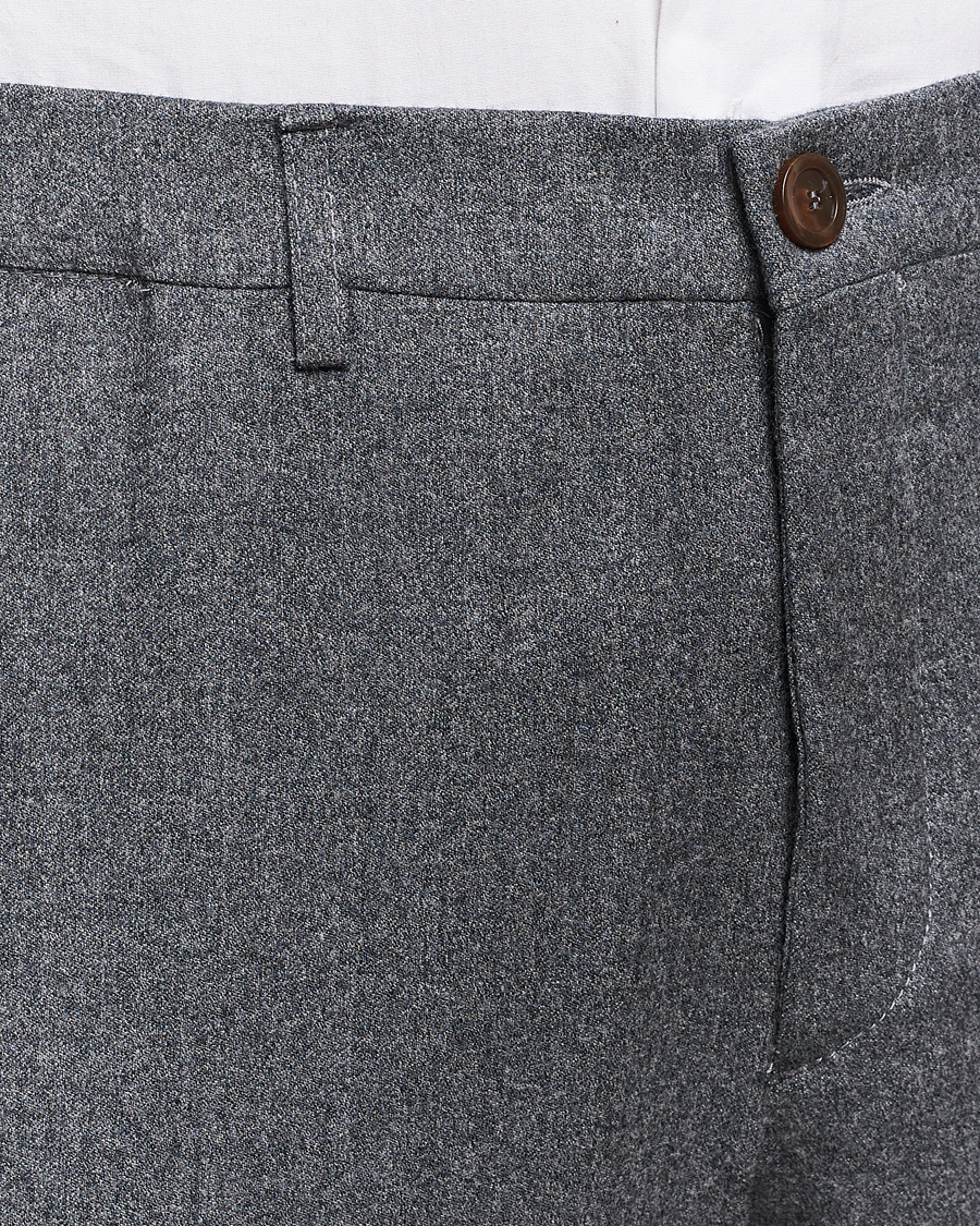 Herr | Byxor | Canali | Slim Fit Washable Flannel Trousers Grey Melange