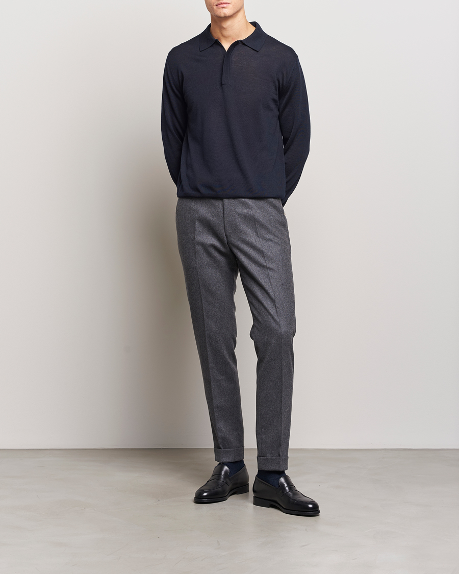 Herr | Tröjor | Canali | Merino Wool Half Zip Navy