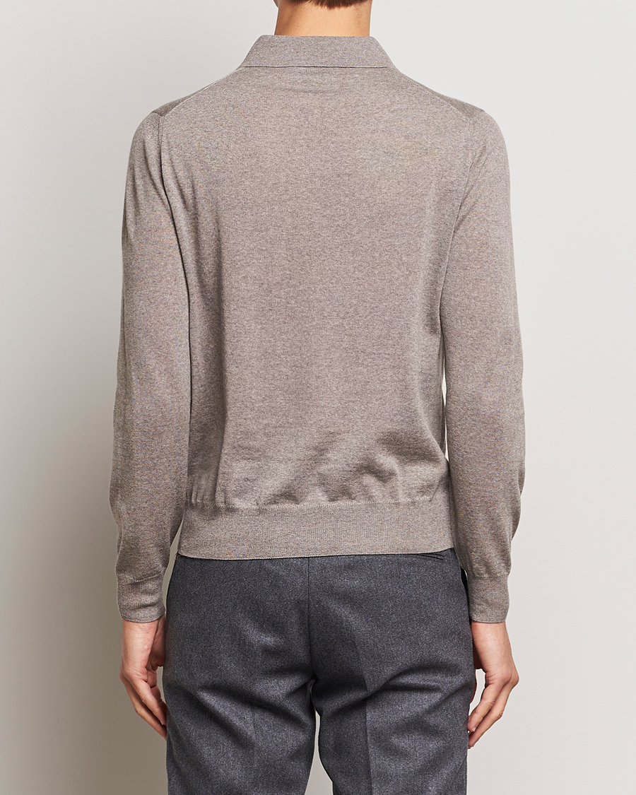 Herr | Tröjor | Canali | Merino Wool Half Zip Taupe