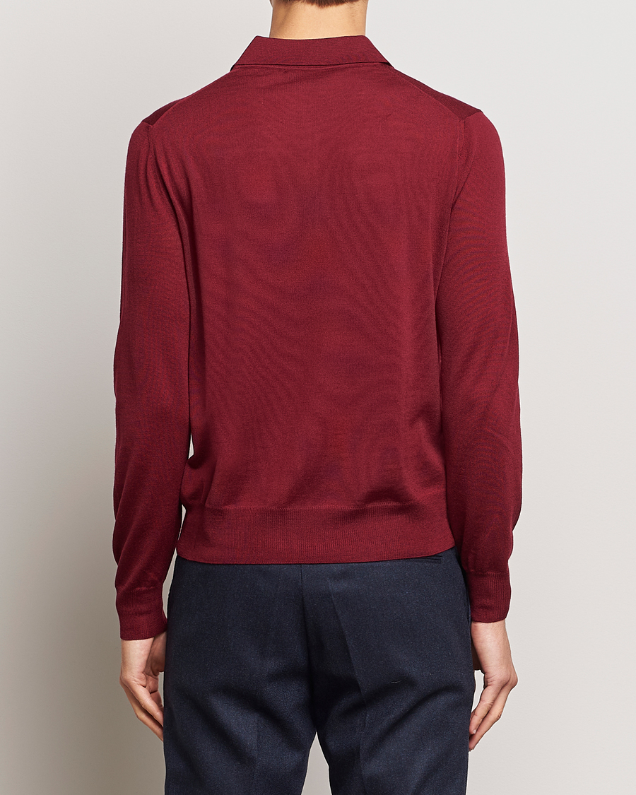 Herr | Tröjor | Canali | Merino Wool Half Zip Burgundy