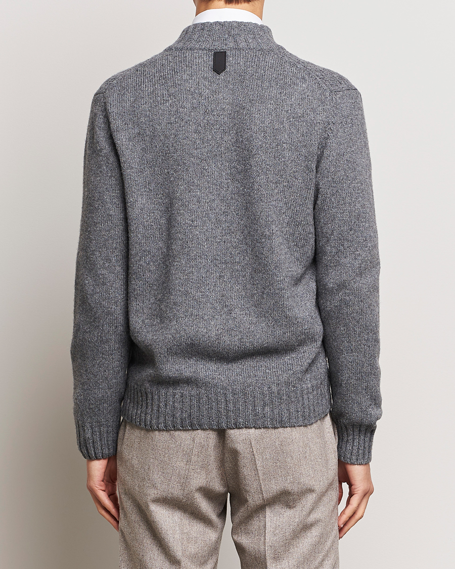 Herr | Tröjor | Canali | Chunky Wool Cardigan Grey Melange