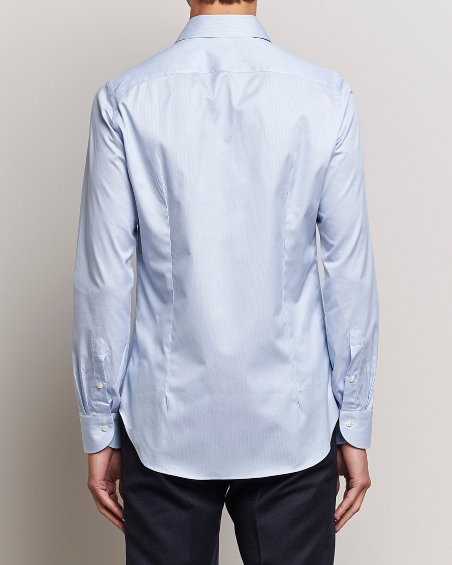 Herr | Skjortor | Canali | Slim Fit Striped Cotton Shirt Light Blue