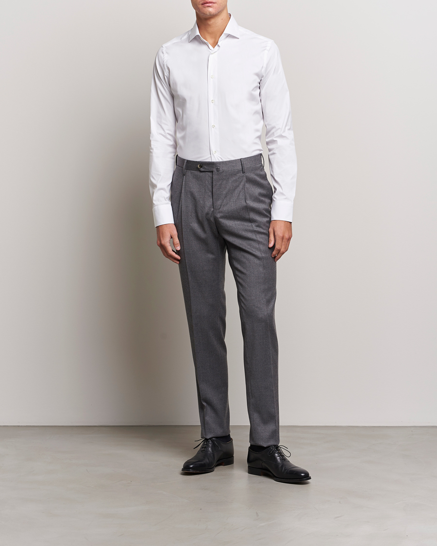 Herr | Skjortor | Canali | Slim Fit Cotton/Stretch Shirt White