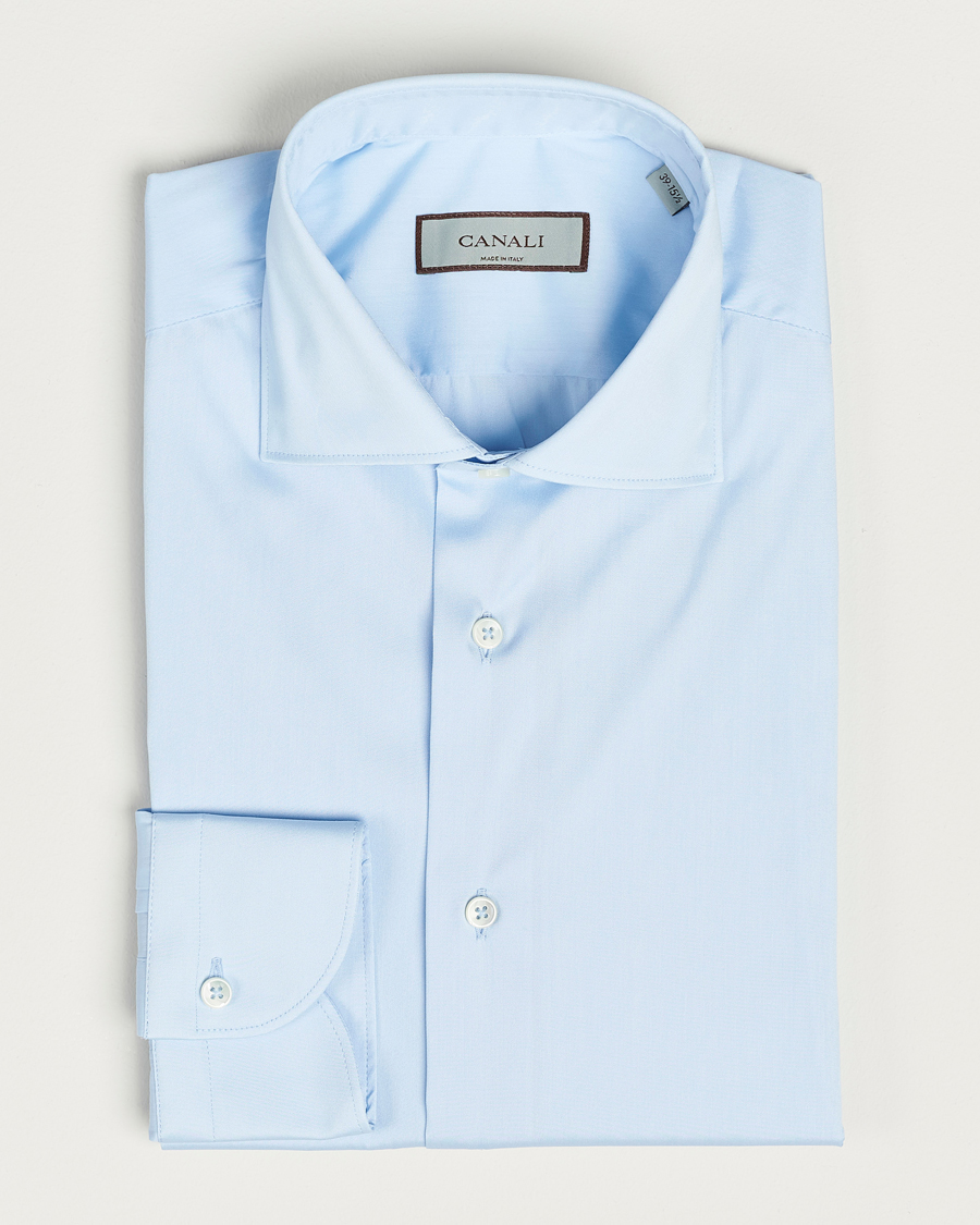Herr | Skjortor | Canali | Slim Fit Cotton/Stretch Shirt Light Blue