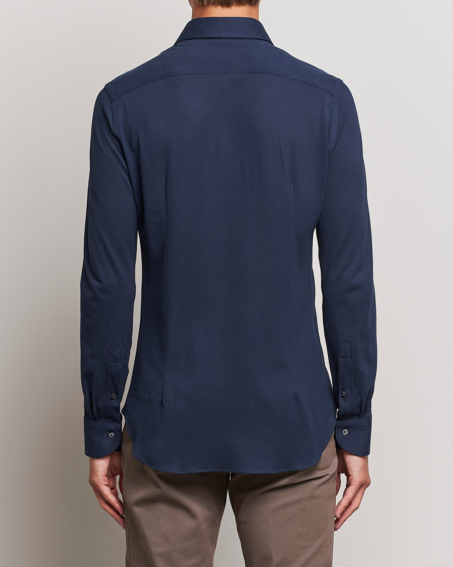 Herr | Skjortor | Canali | Slim Fit Pique Shirt Navy