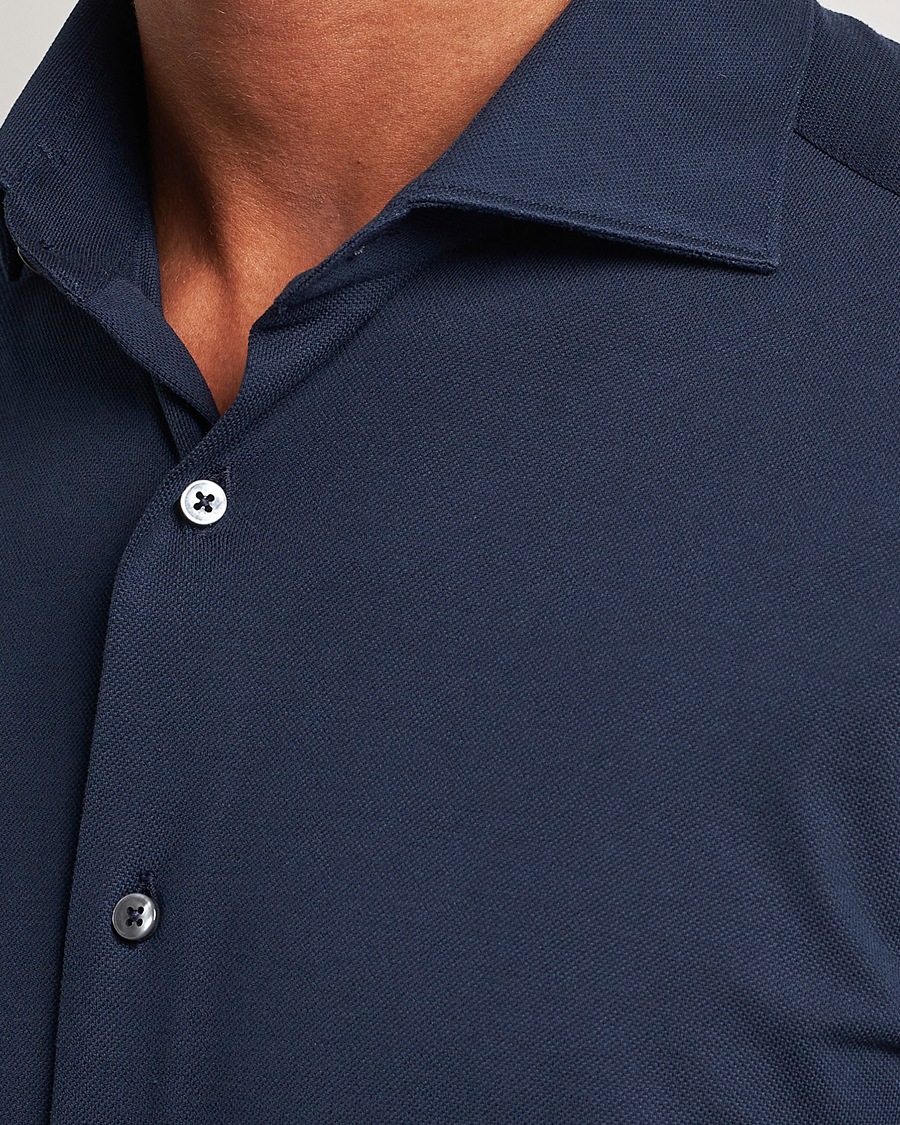 Herr | Skjortor | Canali | Slim Fit Pique Shirt Navy