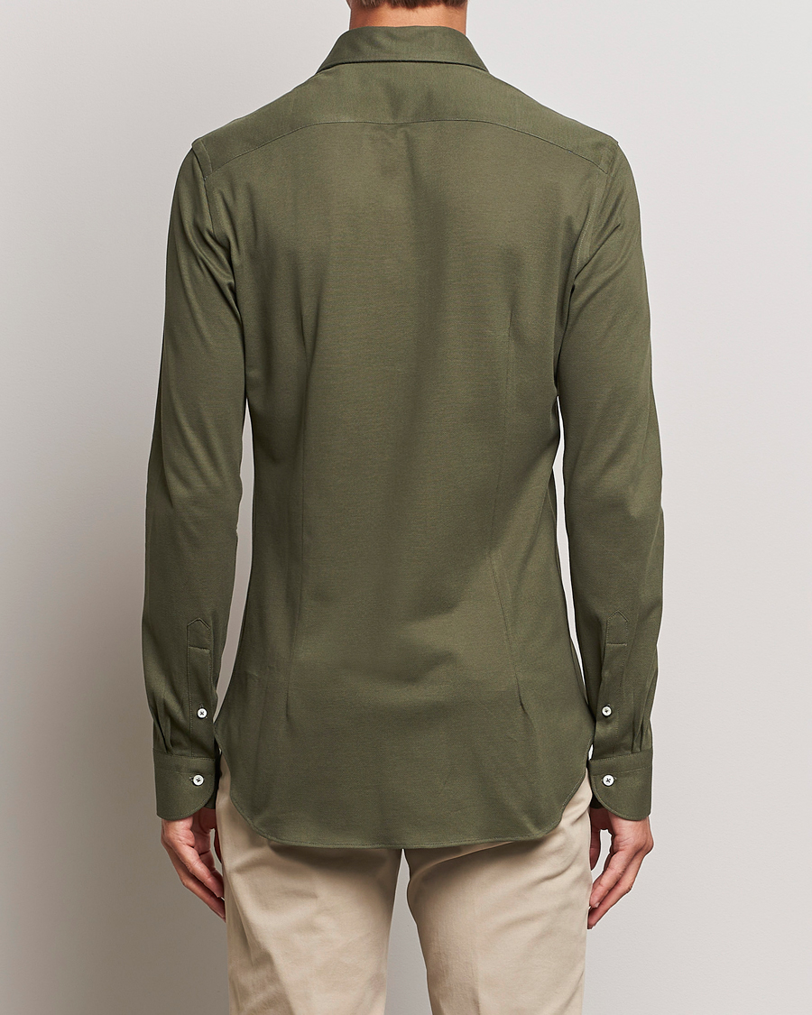 Herr | Skjortor | Canali | Slim Fit Pique Shirt Dark Green