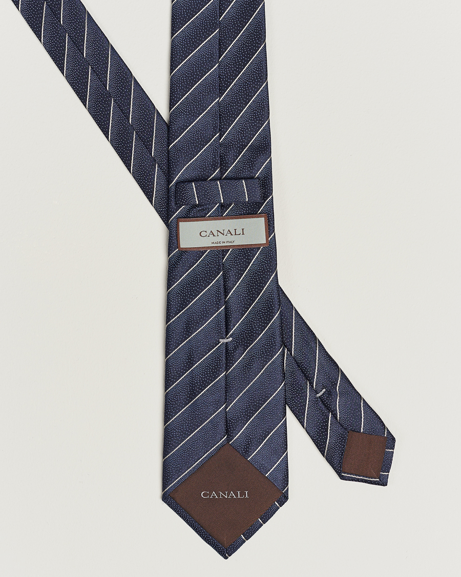 Herr | Canali Striped Silk Tie Navy | Canali | Striped Silk Tie Navy