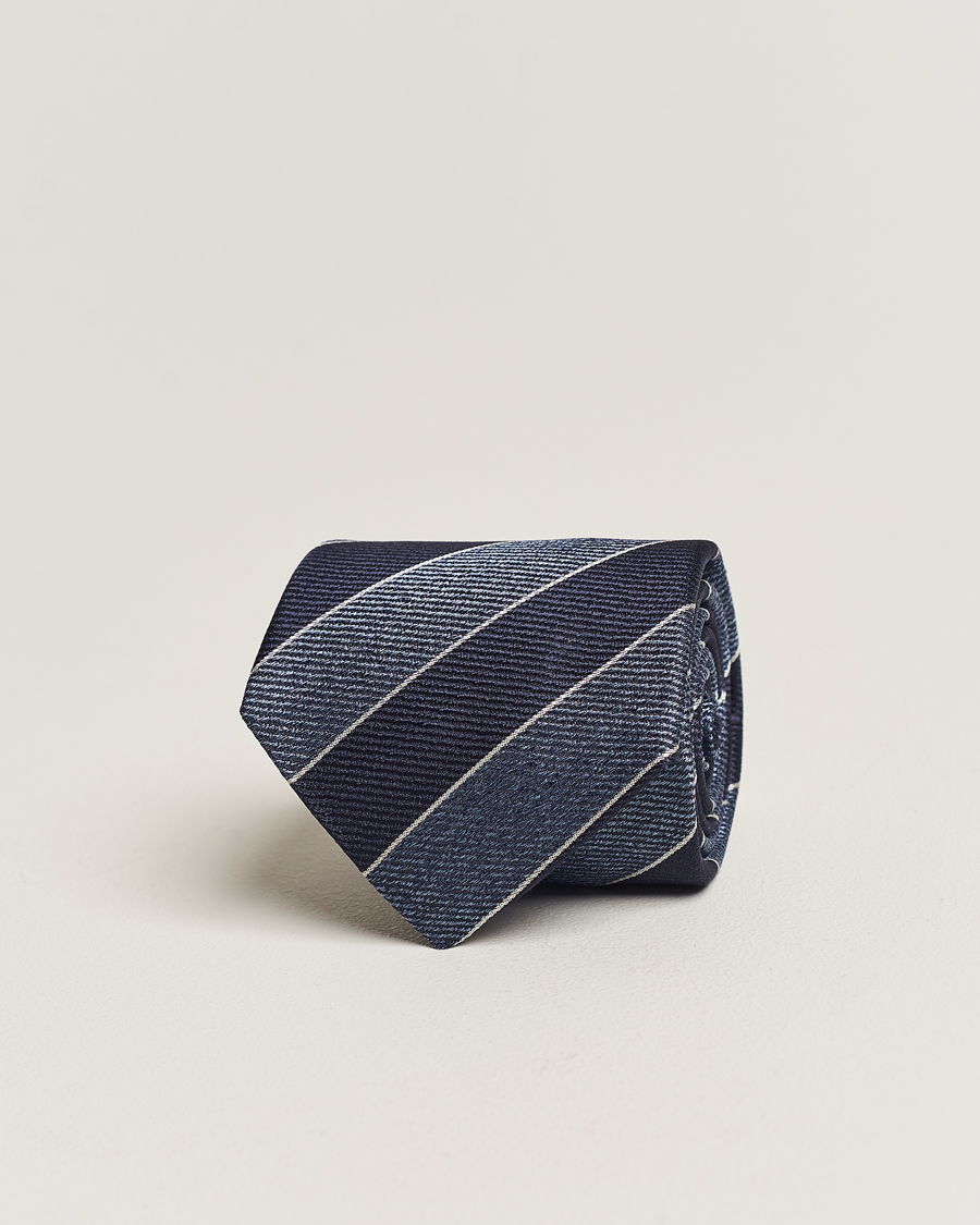 Herr | Canali Regimental Stripe Silk Tie Navy | Canali | Regimental Stripe Silk Tie Navy