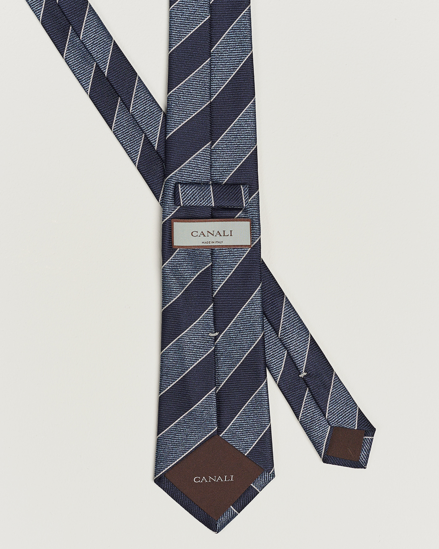 Herr | Canali Regimental Stripe Silk Tie Navy | Canali | Regimental Stripe Silk Tie Navy