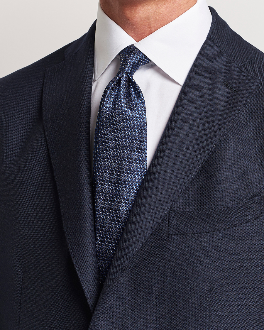 Herr |  | Canali | Jacquard Micro Dot Silk Tie Dark Blue