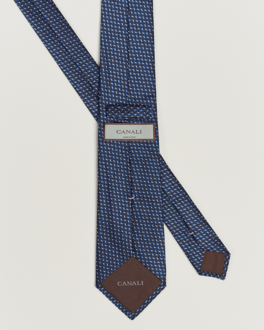 Herr | Canali Jacquard Micro Dot Silk Tie Dark Blue | Canali | Jacquard Micro Dot Silk Tie Dark Blue