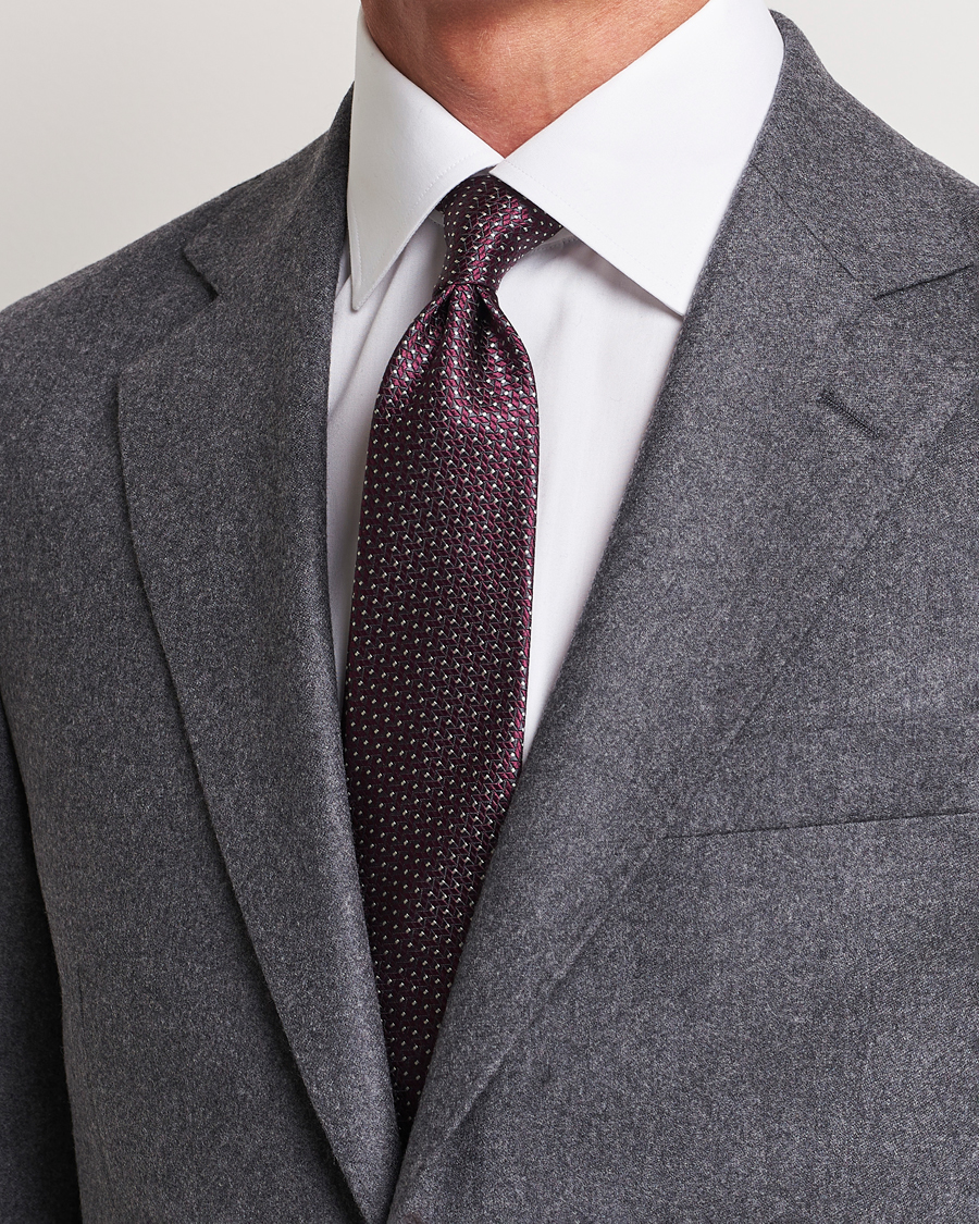 Herr | Canali | Canali | Jacquard Micro Dot Silk Tie Burgundy