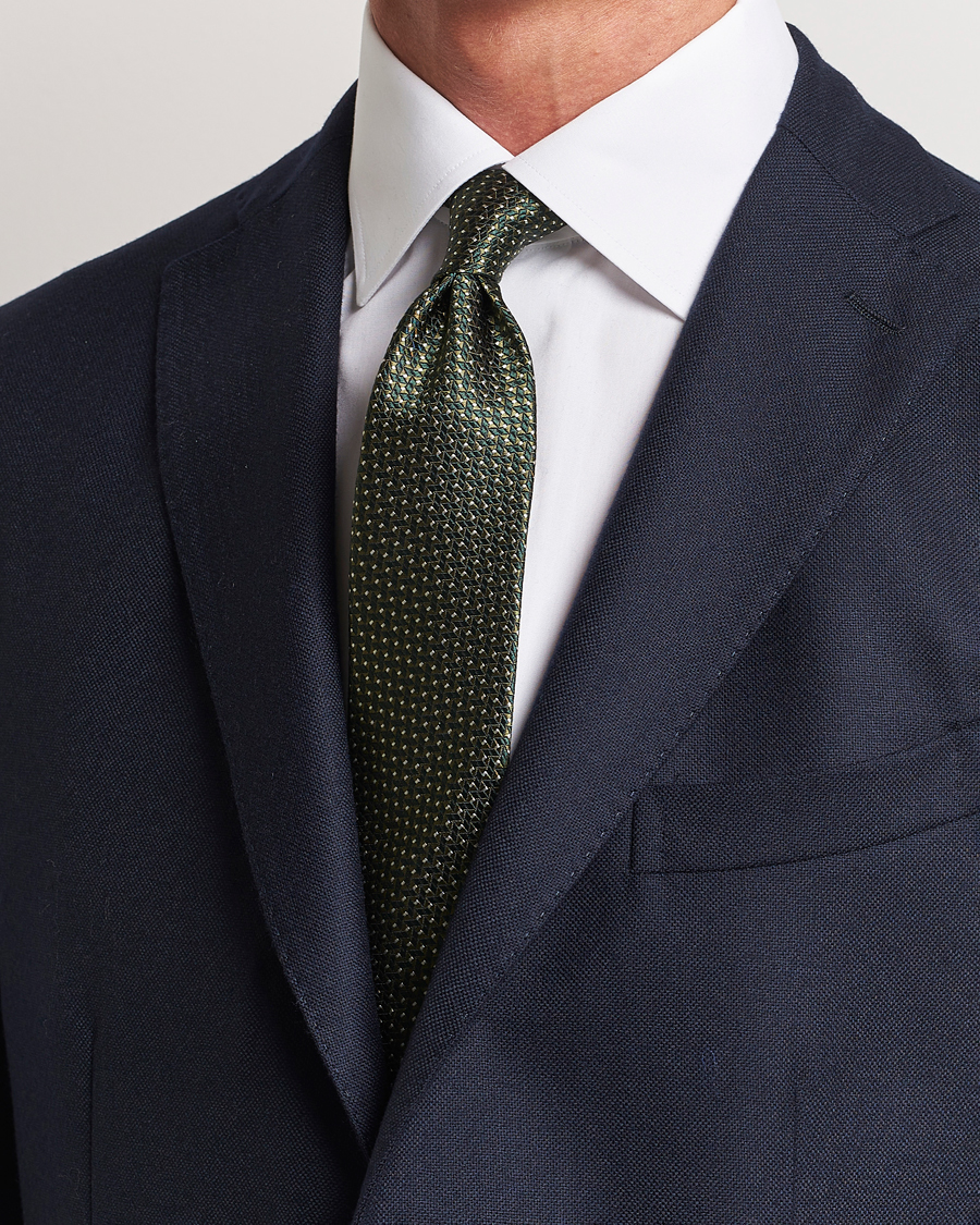 Herr | Canali Jacquard Micro Dot Silk Tie Dark Green | Canali | Jacquard Micro Dot Silk Tie Dark Green