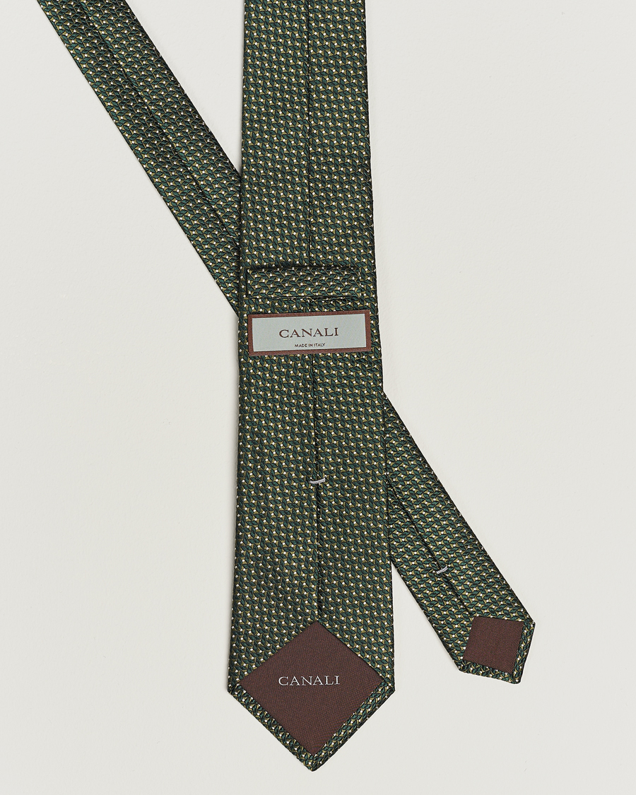 Herr | Canali Jacquard Micro Dot Silk Tie Dark Green | Canali | Jacquard Micro Dot Silk Tie Dark Green