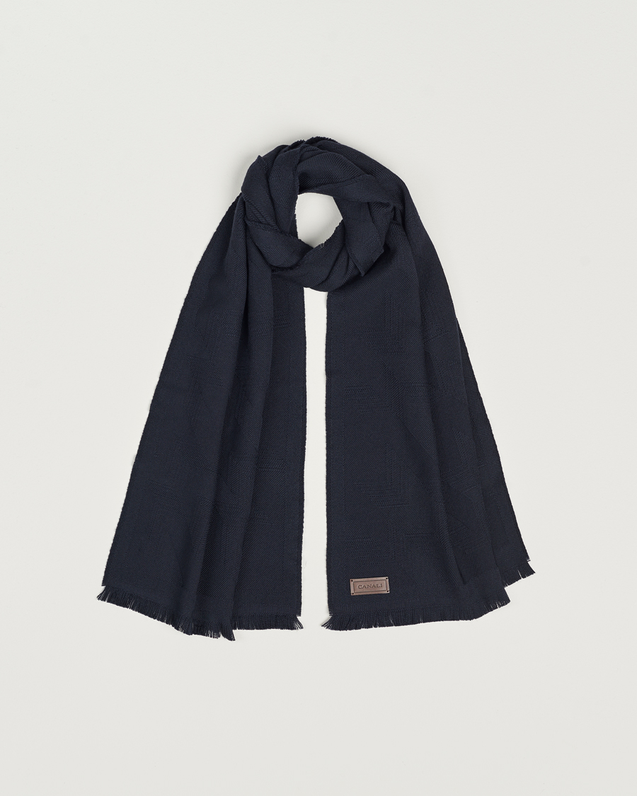 Herr | Canali Textured Wool Scarf Navy | Canali | Textured Wool Scarf Navy