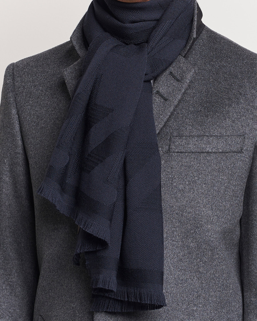 Herr | Canali | Canali | Textured Wool Scarf Navy
