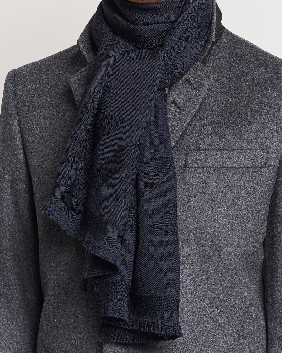 Herr |  | Canali | Textured Wool Scarf Navy