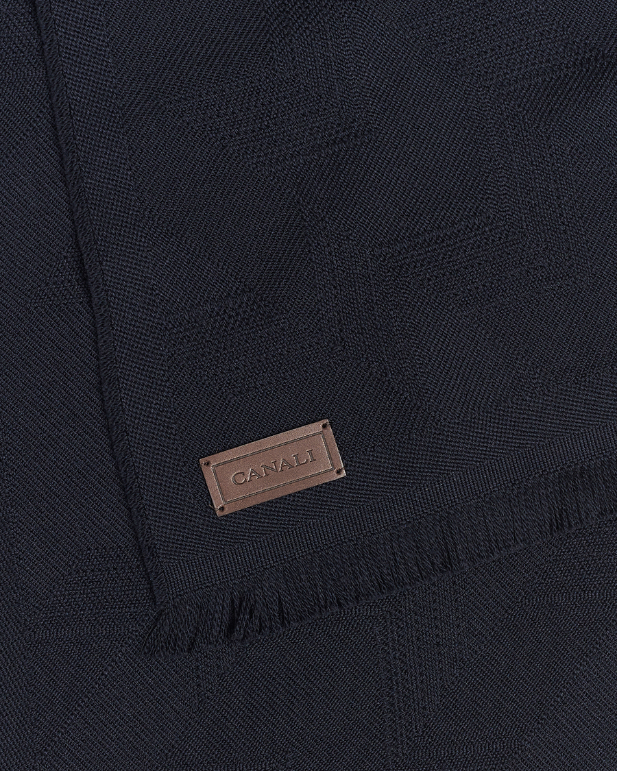 Herr | Canali Textured Wool Scarf Navy | Canali | Textured Wool Scarf Navy
