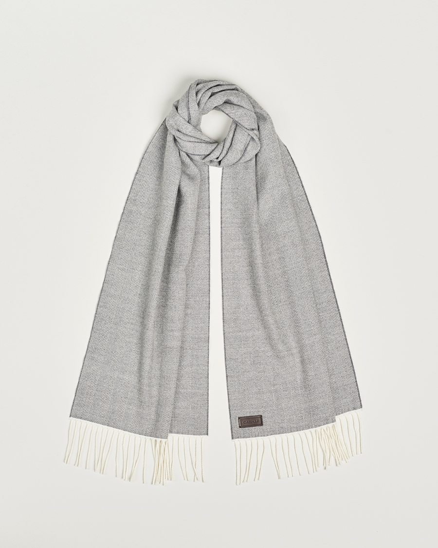 Herr | Canali Herringbone Wool Scarf Light Grey | Canali | Herringbone Wool Scarf Light Grey