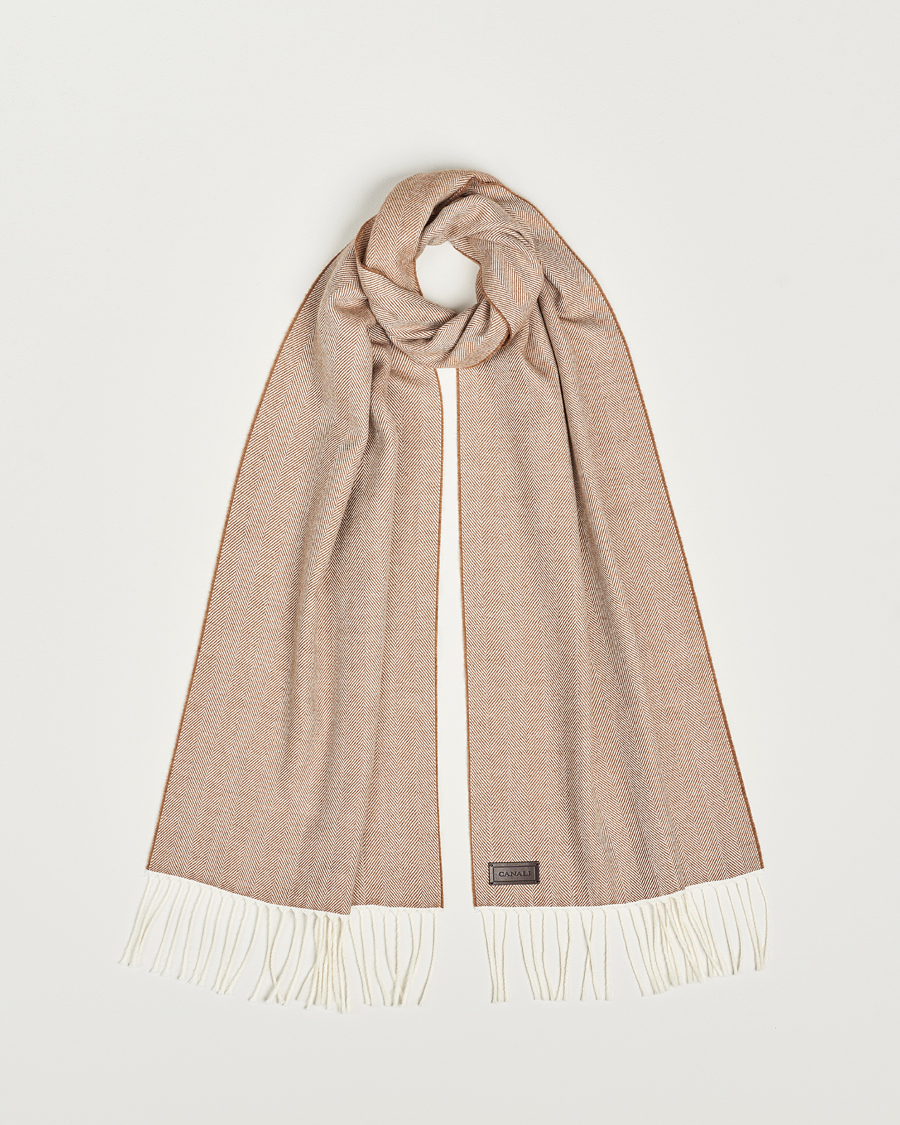 Herr | Canali Herringbone Wool Scarf Beige | Canali | Herringbone Wool Scarf Beige