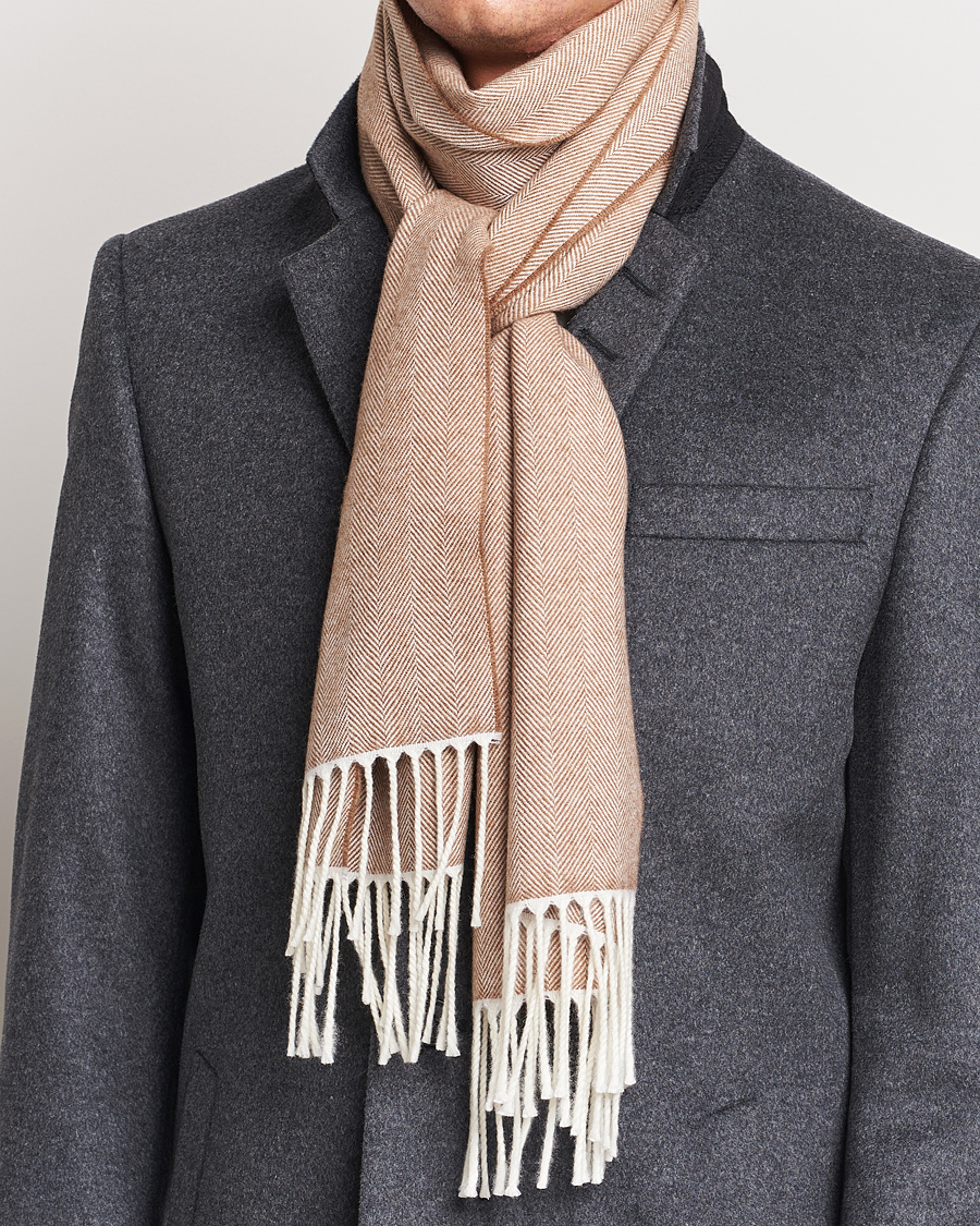 Herr | Canali Herringbone Wool Scarf Beige | Canali | Herringbone Wool Scarf Beige