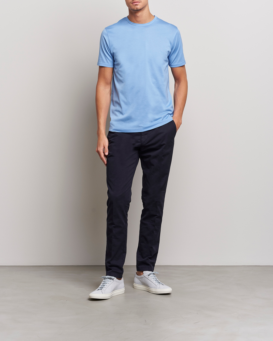 Herr | T-Shirts | Sunspel | Crew Neck Cotton Tee Cool Blue