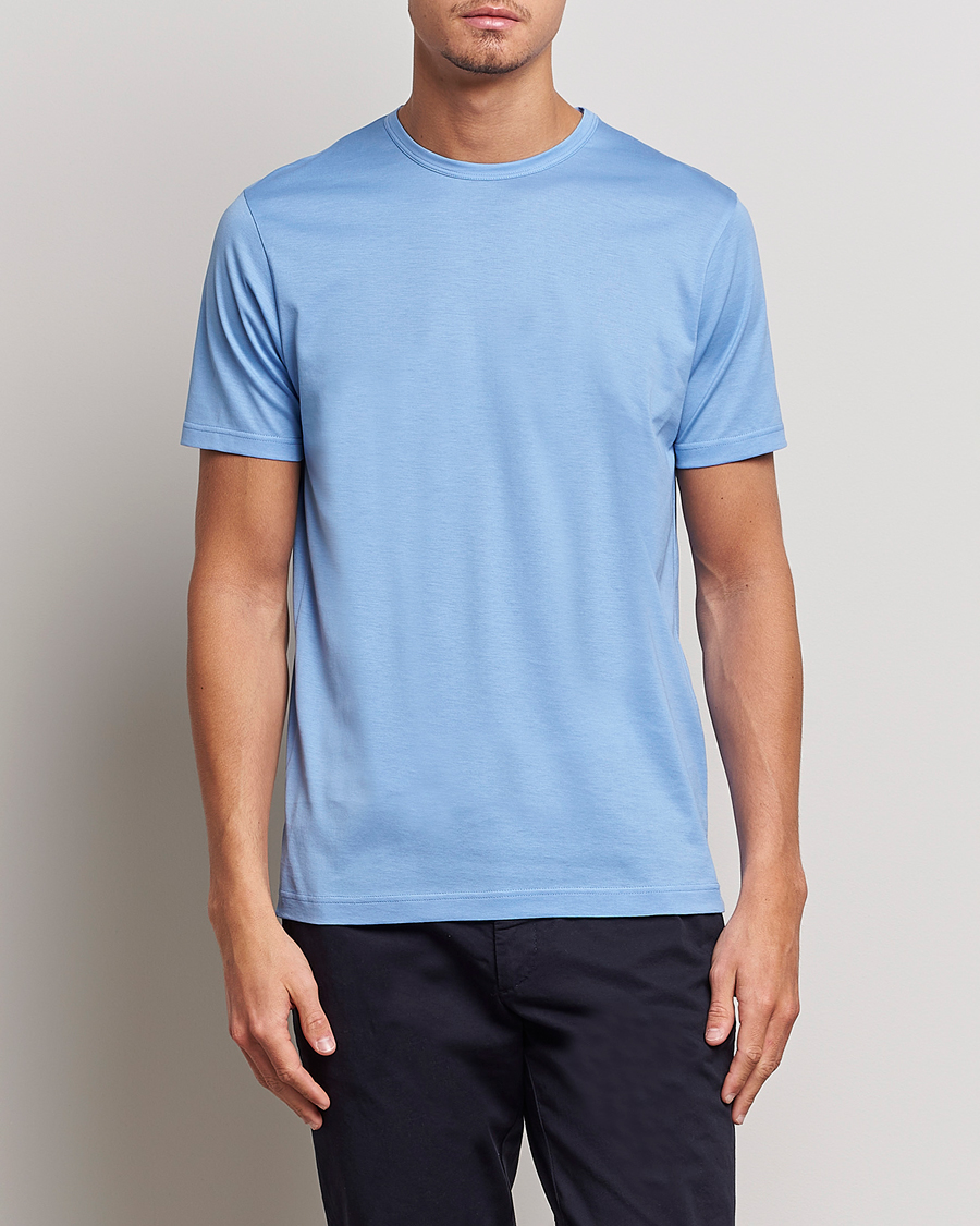 Herr | T-Shirts | Sunspel | Crew Neck Cotton Tee Cool Blue