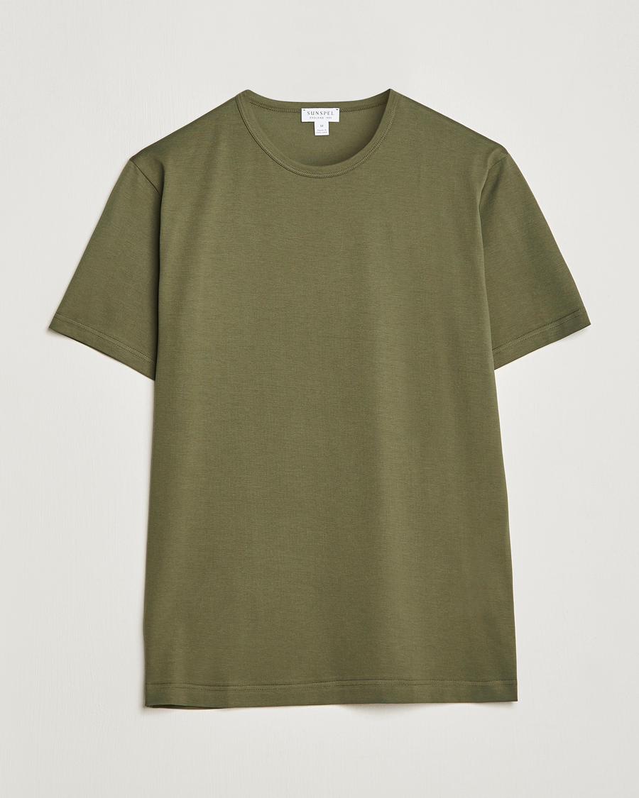 Herr | T-Shirts | Sunspel | Crew Neck Cotton Tee Hunter Green