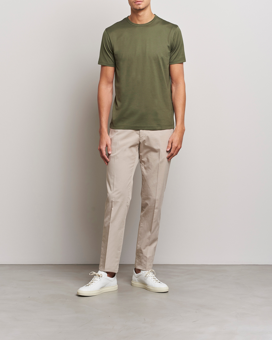 Herr | T-Shirts | Sunspel | Crew Neck Cotton Tee Hunter Green