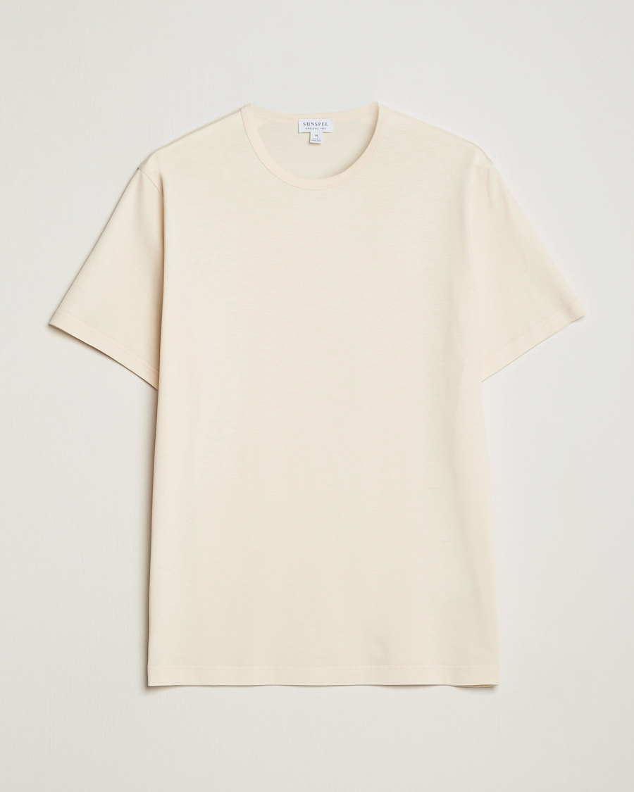 Herr | T-Shirts | Sunspel | Crew Neck Q82 Cotton T-Shirt Undyed