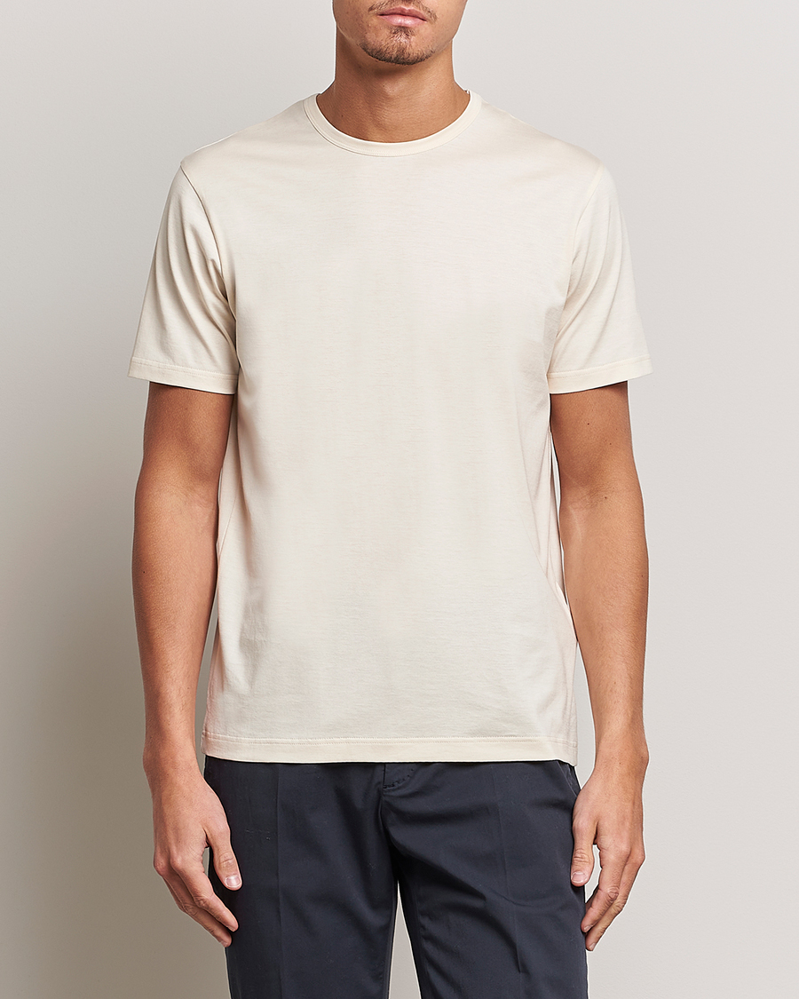 Herr | T-Shirts | Sunspel | Crew Neck Q82 Cotton T-Shirt Undyed