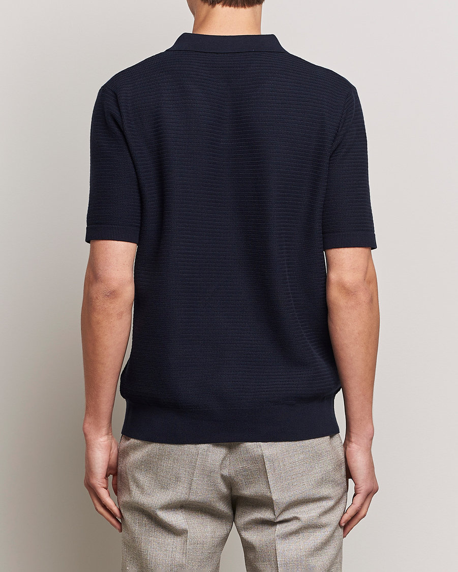 Herr | Pikéer | Sunspel | Knitted Polo Shirt Navy