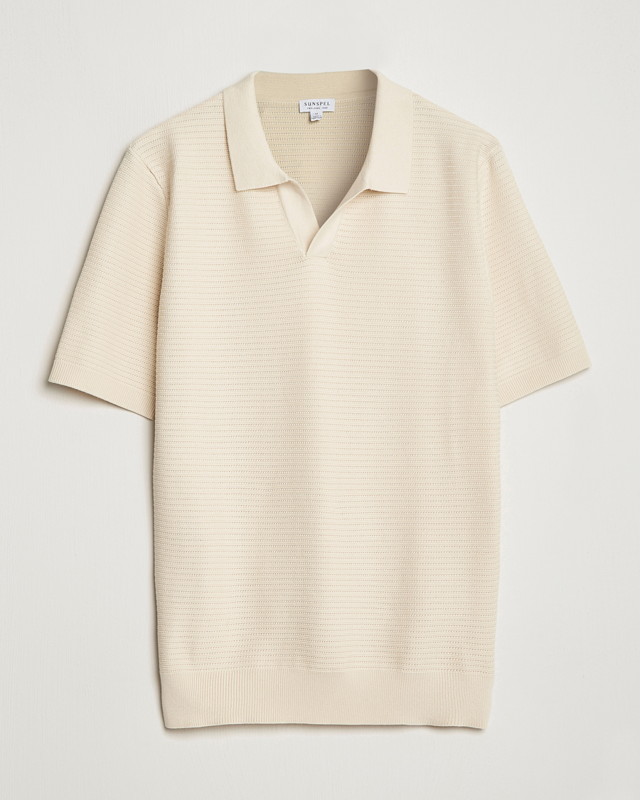 Herr | Pikéer | Sunspel | Knitted Polo Shirt Ecru