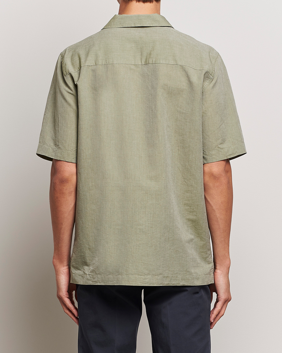 Herr | Skjortor | Sunspel | Lightweight Cotton/Linen Resort Shirt Hunter Green