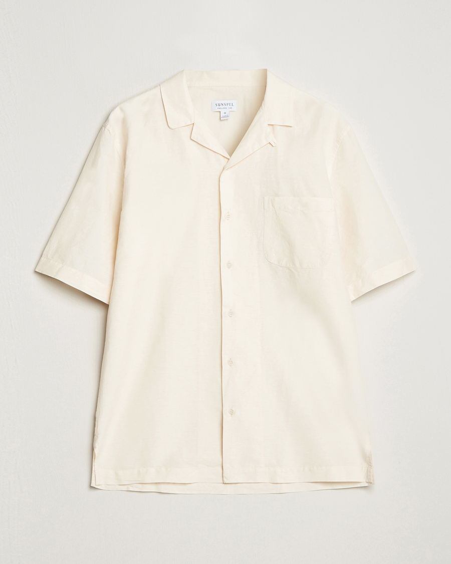 Herr | Skjortor | Sunspel | Lightweight Cotton/Linen Resort Shirt Ecru