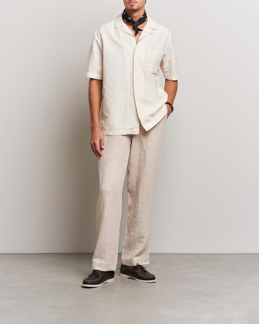 Herr | Skjortor | Sunspel | Lightweight Cotton/Linen Resort Shirt Ecru