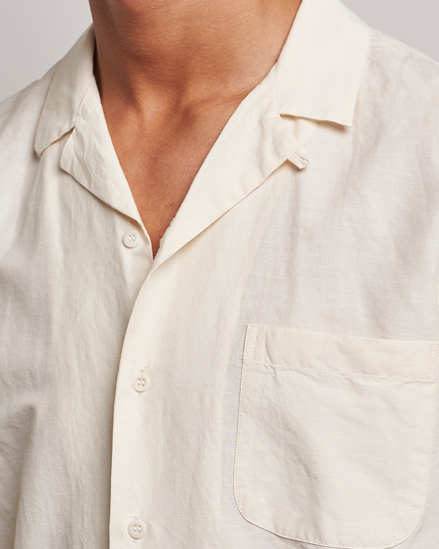 Herr | Skjortor | Sunspel | Lightweight Cotton/Linen Resort Shirt Ecru