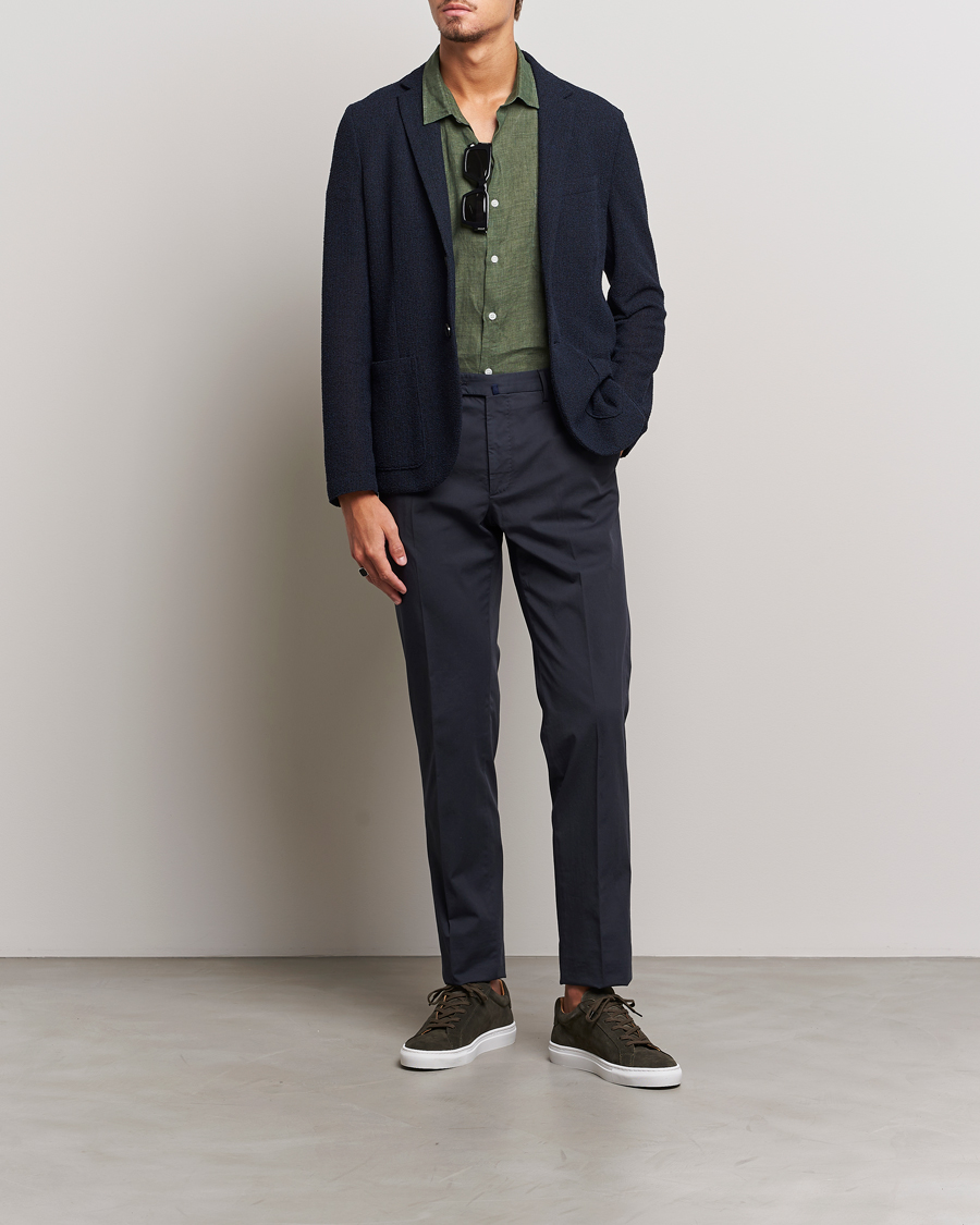Herr | Skjortor | Sunspel | Short Sleeve Linen Shirt Hunter Green