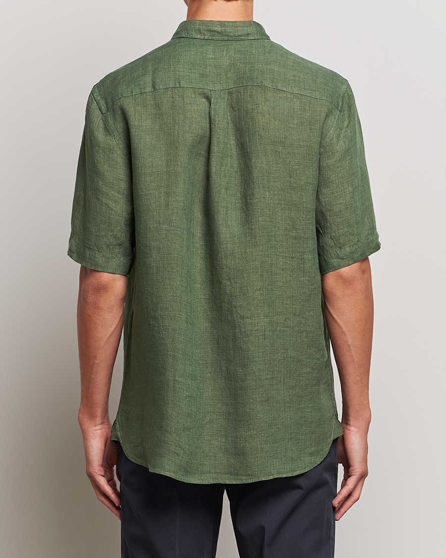 Herr | Skjortor | Sunspel | Short Sleeve Linen Shirt Hunter Green
