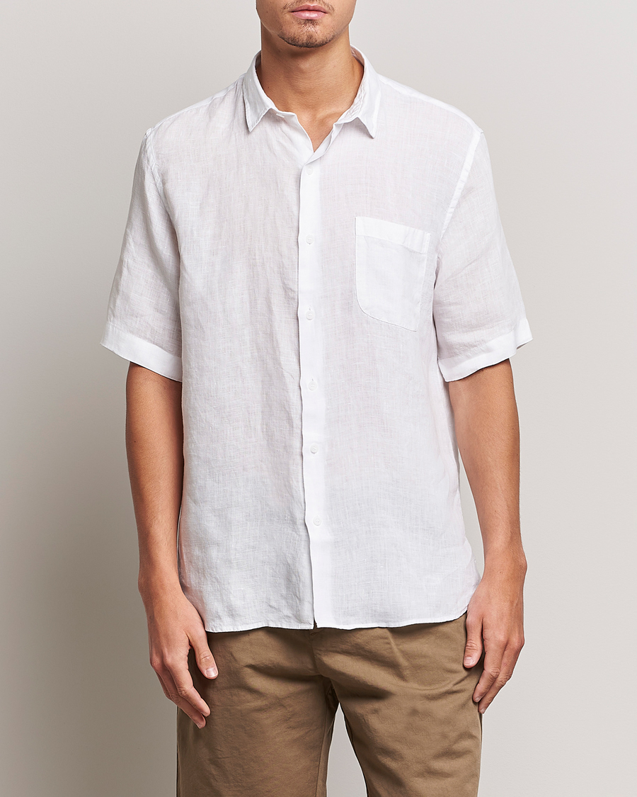 Herr |  | Sunspel | Short Sleeve Linen Shirt White
