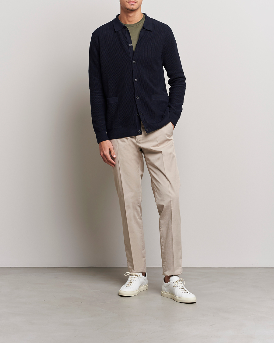 Herr | Tröjor | Sunspel | Long Staple Cotton Knitted Jacket Navy