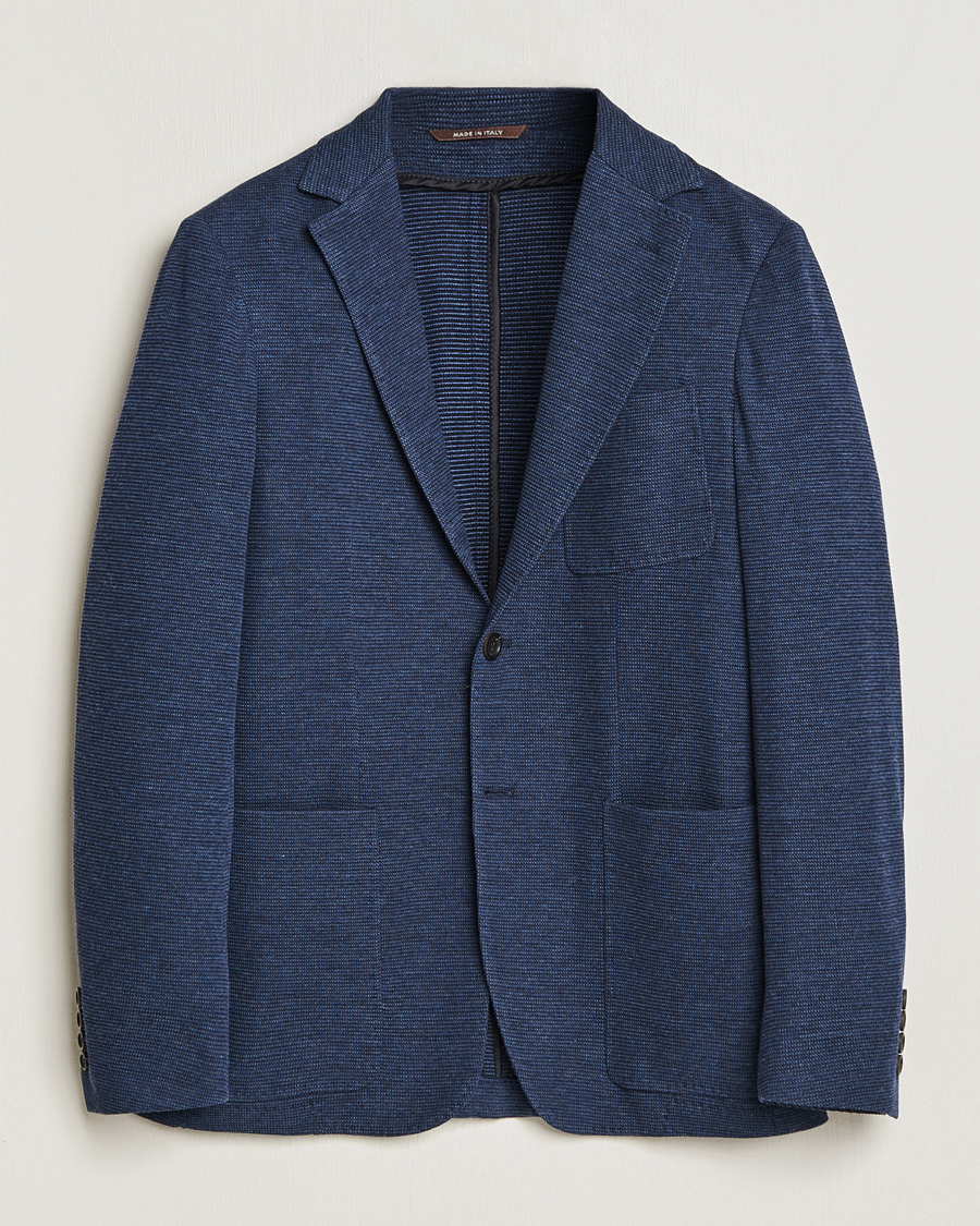 Herr | Kavajer | Canali | Structured Jersey Jacket Blue
