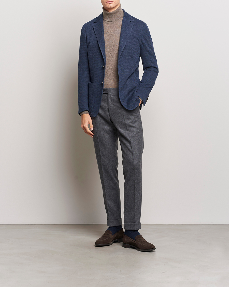 Herr | Kavajer | Canali | Structured Jersey Jacket Blue