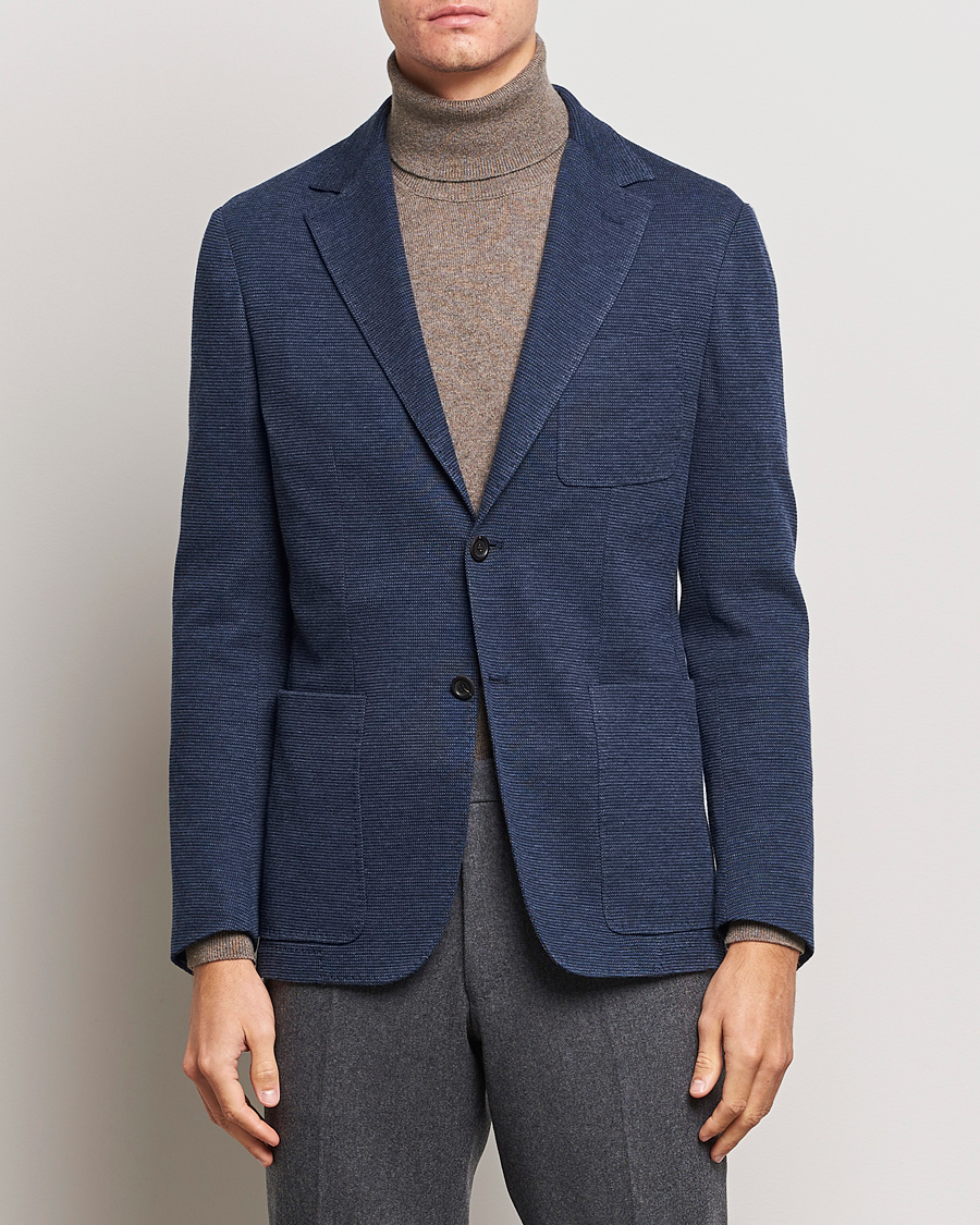 Herr | Kavajer | Canali | Structured Jersey Jacket Blue