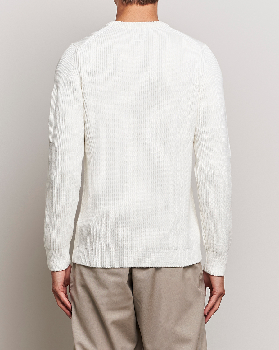 Herr | Tröjor | C.P. Company | Full Rib Knitted Cotton Crewneck White