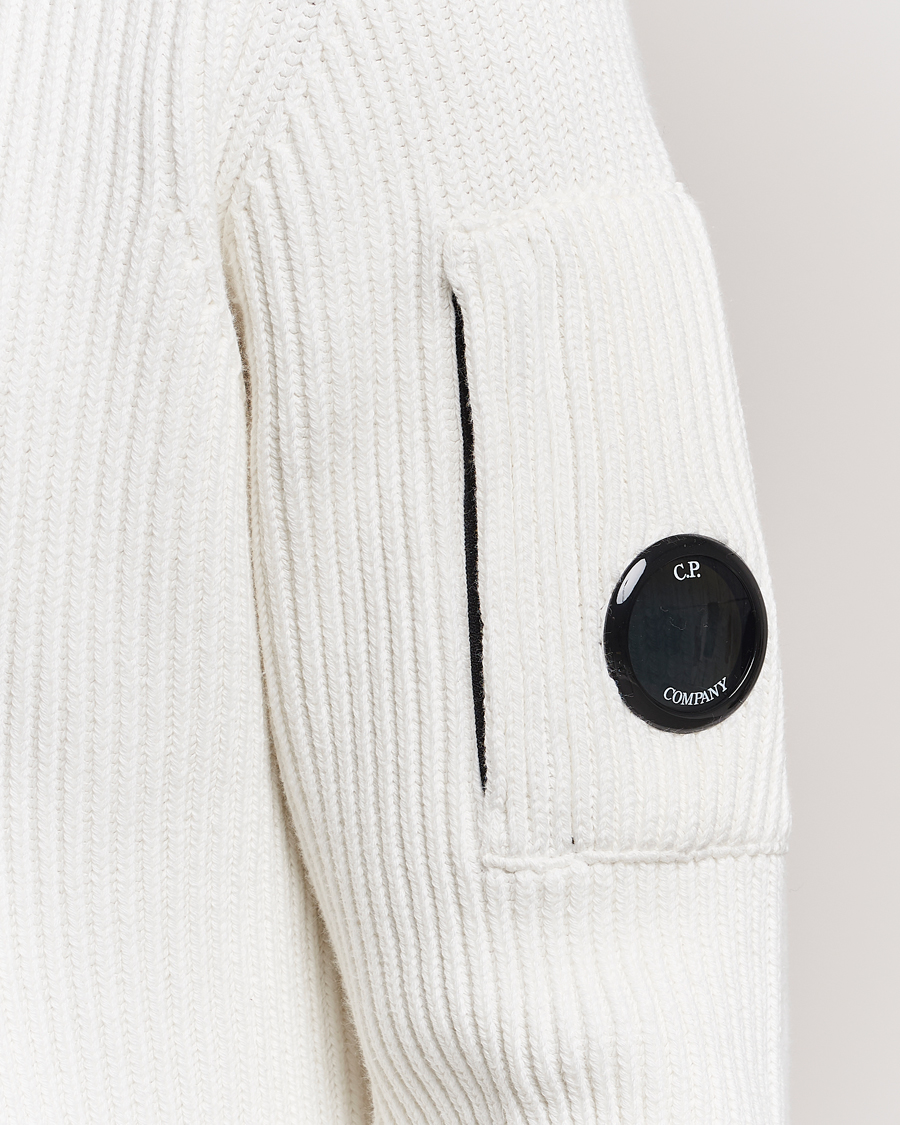 Herr | Tröjor | C.P. Company | Full Rib Knitted Cotton Crewneck White